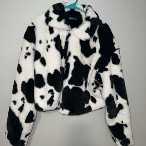 Soft cow print crop jacket